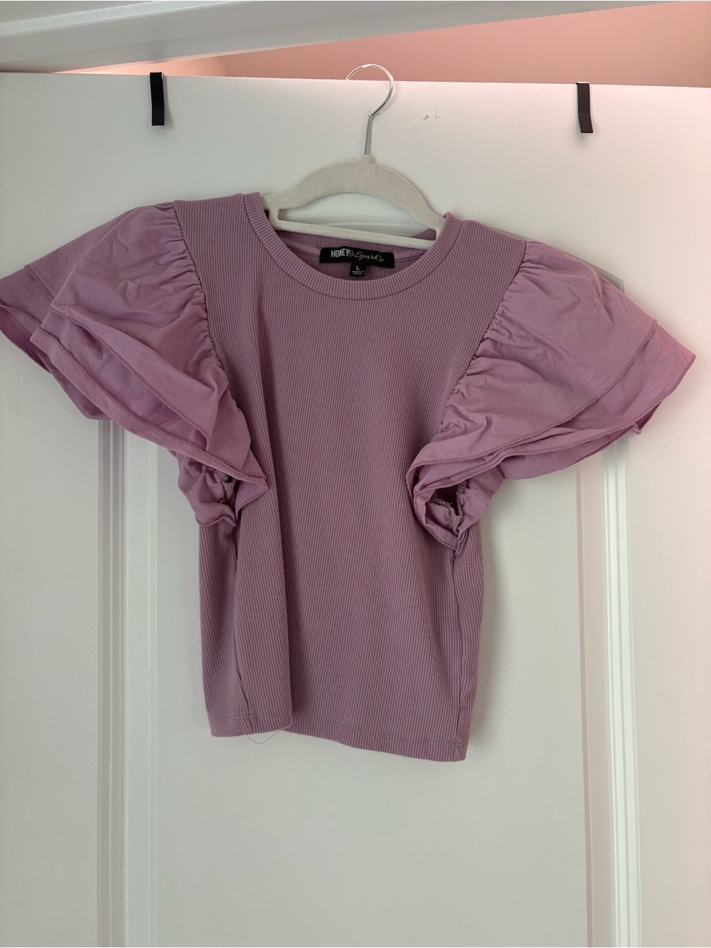 Ruffled Short-Sleeve Top - Mauve